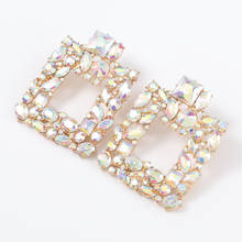 HYSECMAO Korean Trendy Colorful Rhinestone Drop Earrings High-Quality Luxury Metal Square Hanging Earring Women Brincos Jewelry 2024 - compre barato