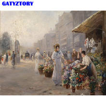 GATYZTORY Street flower lady DIY Painting By Numbers Modern Wall Art Hand Painted Oil Painting For Home Decor 2024 - buy cheap