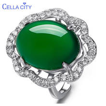 Cellacity Classic Ring for Women Silver 925 Jewelry with Green Chalcedony Oval Gemstones Temperament Female Accessory Wholesale 2024 - buy cheap