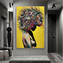 Абстрактные картины на холсте с Африканской девушкой, современные граффити, настенные картины на холсте для гостиной, настенные картины 2024 - купить недорого