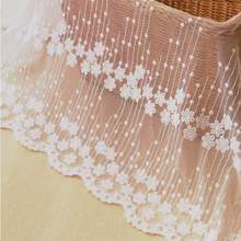 Tela de algodón con bordado Floral para novia, tejido de 12 "de ancho, bordado a rayas de marfil, borde festoneado 2024 - compra barato