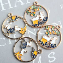 5pcs/lot Chinese style cloud jade rabbit Enamel Animal Charm For Jewelry Making Bracelet DIY Earring Necklace Finding XL839 2024 - buy cheap