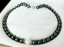 Genuine 8mm black & 10mm white round shell pearl necklace 18" AAA 2024 - buy cheap