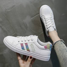 2021 New Fashion Women Sneakers Leather Shoes Spring Trend Casual Flats Female Comfort White Vulcanized Platform Shoes NVX343 2024 - buy cheap