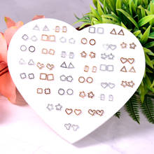 36 Pairs/lot Anti Allergy Girls Earrings Hollow Out Geometric Heart Plastic stud earring for Women Party Jewelry Dropshipping 2024 - buy cheap