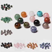 Lote de 10 unidades de cuentas de piedra Natural con agujero grande, bolas de gema, colgante para fabricación de joyas, pulsera, collar, pendiente, agujero de 5mm 2024 - compra barato