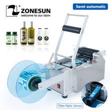 ZONESUN Semi-auto Bottle Labeling Machine Oil Wine E-juice Cosmetic Label Applicator Sticker Adjustable Labeler 2024 - buy cheap