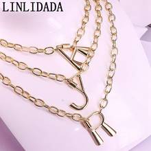 6Pcs gold color Initia screwl Letter metal pendant necklace High quality wholesale jewelry Rosary Chain necklace 2024 - buy cheap