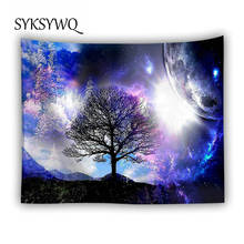 psychedelic tree tapestry wall hanging galaxy starry wall carpet large moon blanket wall decor 2024 - buy cheap