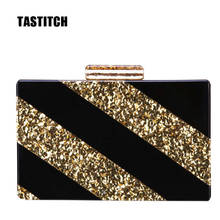 Fashion Classic Stripe Acrylic Bag Women Messenger Shoulder Bags Gold Sequin Evening Clutches Day Clutch Bag Party Prom Handbags 2024 - buy cheap