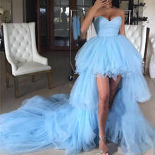 Light Blue High Low Prom Dresses A Line Sweetheart Party Gowns Plus Size Tiered Tulle Cheap Arabic African Formal Evening Dresse 2024 - buy cheap