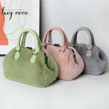 Women's Leather Handbag New 2020 Winter Faux Fur Small Shoulder Messenger Bag Fashion Solid Color Plush Totes Bags ZD1840 2024 - buy cheap
