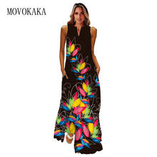 MOVOKAKA Spring Summer Blakc Dress Party Elegant Beach Holiday Floral Print Long Dresses Dinner Fashion Loose Maxi Dress Casual 2024 - buy cheap