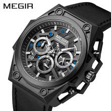 MEGIR Black Stainless Steel Men Watches 2020 Luxury Waterproof Sport Wrist Watches for Men Military Watch Clocks Dropshipping 2024 - buy cheap