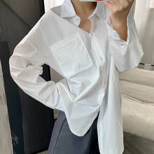 2020 Women Boyfriend Style Pure White Blouses Turn Down Collar Womens Tops And Blouses Cotton Shirt Blusas Roupa Feminina 2024 - buy cheap