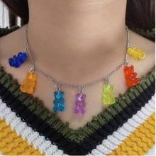 goth 90s aesthetic harajuku accessories Women Gummy Bear Necklace Resin Pendant chain Jewelry igirl necklace grunge 2020 chocker 2024 - buy cheap