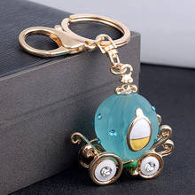 Lovely Cinderella Pumpkin Carriage Car Creative Crystal Keyring Charm Pendant Purse Bag Car Keychain Key Chain Key Ring 2024 - buy cheap