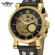 Winner Luxury Golden Case Fashion Clouds Hollow Skeleton Genuine Leather Strap Clock Mens Watch Top Brand Luxury Automatic Watch 2024 - buy cheap