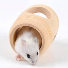 Cama de madera para animales pequeños, jaula en forma de barril, nido para mascotas, hámster, ratón, Juguetes 2024 - compra barato