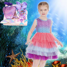 Vestido de sirena de princesa en capas para niña, traje de fiesta con estampado de escamas, ropa de seda de leche para niños y niñas, joyería de Grils Aril Fancy 2024 - compra barato