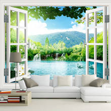 Landscape window mural TV background wallpaper living room landscape wall cloth 3D three dimensional space extended wallpaper 2024 - buy cheap