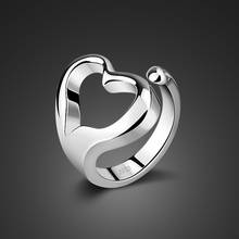 Anillo de marca clásica a la moda para mujer, diseño plateado 100%, anillo de corazón de tamaño ajustable, abalorio Simple, regalo de joyería fina 2024 - compra barato