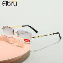 Elbru Retro Frameless Anti-blue Ray Reading Glasses Hot Fashion Square Clear Presbyopic Glasses Unisex With Degree +1.0 to +4.0 2024 - buy cheap