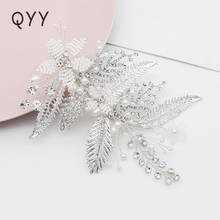 Qyy moda mais novo casamento grampos de cabelo acessórios para as mulheres hairpins cristal austríaco pérola artesanal hairpin 2024 - compre barato