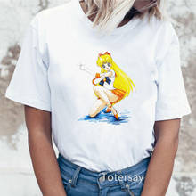 Kawaii аниме для девочек Harajuku футболки для женщин Ullzang в Корейском стиле Стиль Милая футболка 90s эстетическое Графический Забавный Топ, женские футболки 2024 - купить недорого