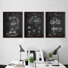 Pizarra Vintage con dibujos de bicicleta, pinturas de pared para sala de estar, decoración de Dormitorio, bocetos deportivos, lona 2024 - compra barato