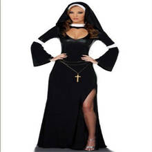 Disfraz de monja Sexy para Halloween, vestido de lujo de lencería negra para fiesta de despedida de soltera, iglesia, Mujeres 2024 - compra barato