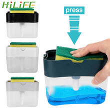 HILIFE-dispensador de líquido de limpieza con prensa Manual, herramienta de cocina, contenedor de 385ml, bomba de jabón con soporte de esponja, organizador de jabón 2024 - compra barato