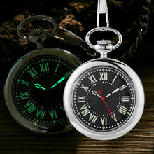 Светящиеся кварцевые карманные часы, гладкие FOB медальон на цепочке с циферблатом в стиле стимпанк, мужские и женские часы, черный ящик 2024 - купить недорого