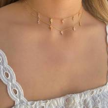 2021 Summer New Rose Gold Color Sweet Tooth Choker Candy Heart Wine Glass Cute Pink Pastel Mini Stack Necklace For Girls Jewelry 2024 - buy cheap