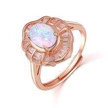 Rose Gold Plated Oval Opal 1.25ct Natural Australian White opal in 925 Sterling Silver Ring Engagement Wedding Ring 2024 - buy cheap
