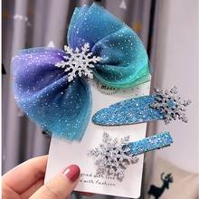 Christmas Snowflake Hair Accessories Crystal Hair Clips for Women Winter Hair Ties Girls Hairpins Blue Hair Scrunchies 2024 - купить недорого