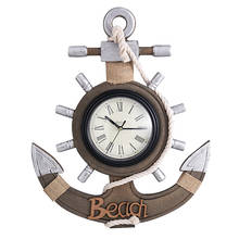 Reloj Retro de estilo mediterráneo, decoración colgante de pared con diseño de playa, mar, barco, rueda, timón, rueda de dirección 2024 - compra barato
