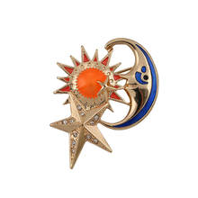 Fashion new moon and the stars set auger drop glaze popular brand personality joker coat brooch brooches 2024 - buy cheap