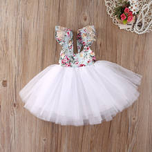 2020 Summer Flower Girls Clothes Kids Baby Floral Dress Sleeveless Party Formal Bridesmaid Dresses Sundress Headband 3M-5T 2024 - buy cheap