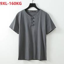 summer Men T-shirt short sleeve linen cotton Chinese style plus size 7XL 8XL 9XL vintage Tang suit tees homewear button tshirt 2024 - buy cheap