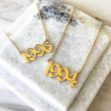 Custom Number Necklace Old English Personalized Birth Date Pendant Necklaces Women Men Jewelry Year Choker Birthday Gift 2024 - buy cheap