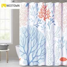 Waterproof Screen Bath Curtain Polyester Fabric Coral Pattern Washable Shower Curtains Bathroom Decorations Free Hooks 2024 - buy cheap