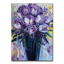 Pintura al óleo de flor gruesa hecha a mano, arte moderno para decoración de pared del hogar, lienzo, pinturas florales, imagen, envío gratis 2024 - compra barato