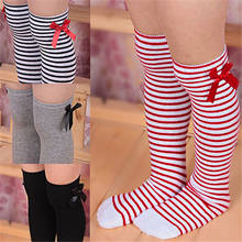 New Hot sales Girls Cotton Long Knee Socks Kids Children Baby Toddler Bowknot Striped Leg Warm Baby Christmas socks 2024 - buy cheap
