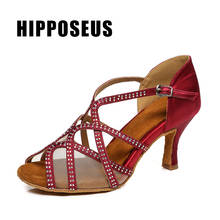 Hipposeus Latin Dance-Shoes Women Ballroom Girls Dance Shoes Ladies Modern Tango Jazz Dancing Shoes Rhinestone Red Salsa Sandals 2024 - buy cheap