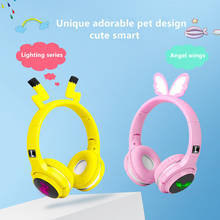 New cartoon wireless Bluetooth headset seven-color luminous cute net red headphones with mic music headphones kids gifts 2024 - buy cheap