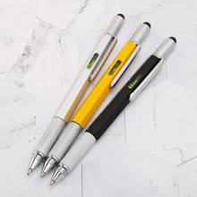 6 в 1 металлическая ручка многофункциональный инструмент, шариковая ручка отвертка линейка Spirit Level 2024 - купить недорого