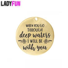 Bible Verse Charms Stainless Steel Charm Pendant When you go through Deep waters... Wholesale Jewelry Lots Handmade Accessories 2024 - buy cheap