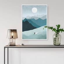 Pintura en lienzo de viaje minimalista para decoración del hogar, póster de pared para sala de estar, montañas de esquí, impresiones artísticas 2024 - compra barato