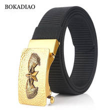 BOKADIAO Men&women Nylon Belt luxury Metal Automatic Buckle Belts for men fashion jeans waistband Wild casual canvas male strap 2024 - buy cheap